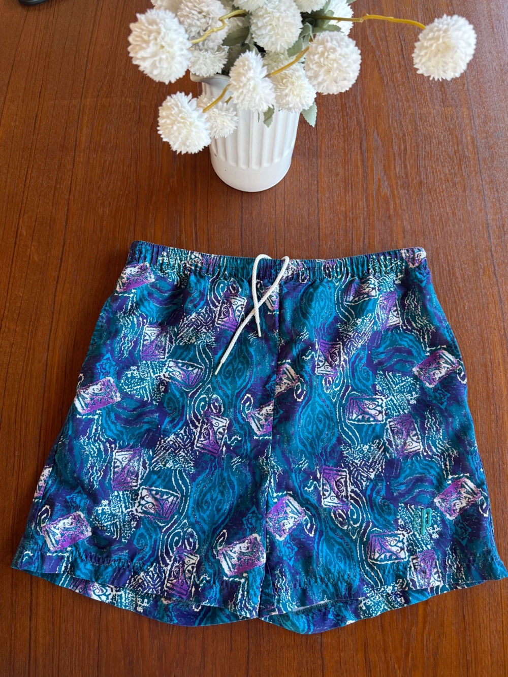 Vintage 90s Prince Sportswear retro Tennis Shorts Teal  graphic Abstract Print